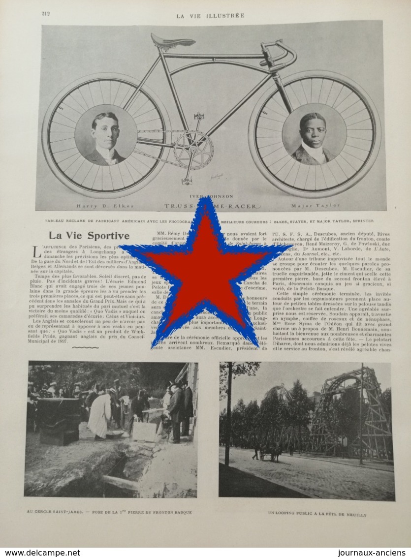 1903 CYCLISME HARRY ELKES ET MAYOR TAYLOR - TABLEAU RÉCLAME DE FABRICANT AMÉRICAIN - 1900 - 1949