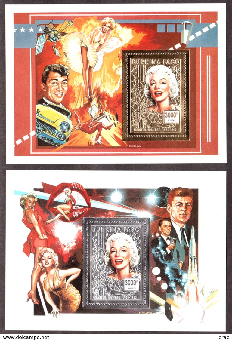 Cinéma - Marilyn Monroe - Feuillet Or Et Feuillet Argent - Neufs ** - Burkina Faso - Kino