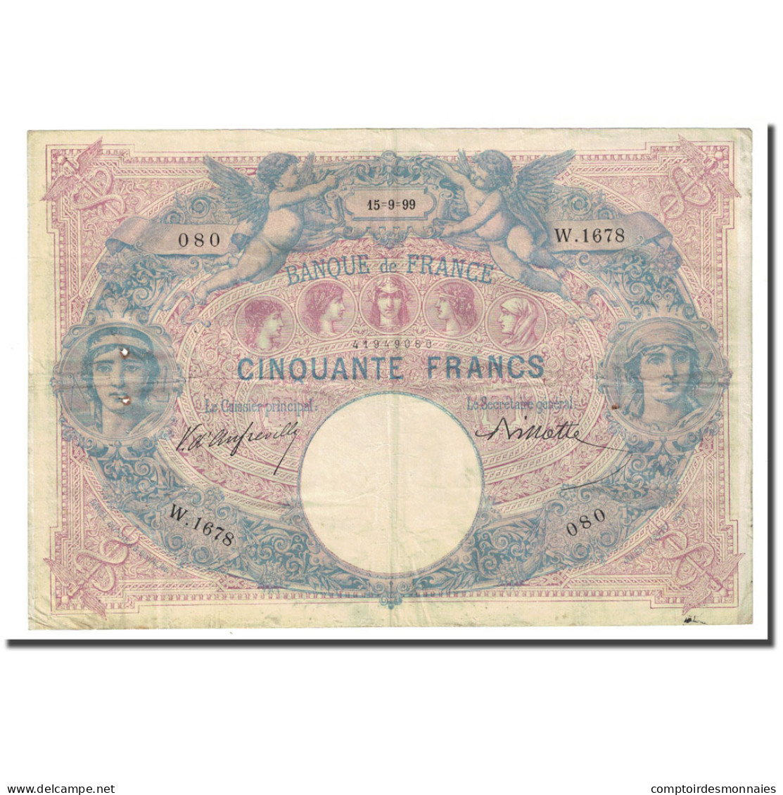 France, 50 Francs, Bleu Et Rose, 1899-09-15, TB, Fayette:14.11, KM:64b - 50 F 1889-1927 ''Bleu Et Rose''