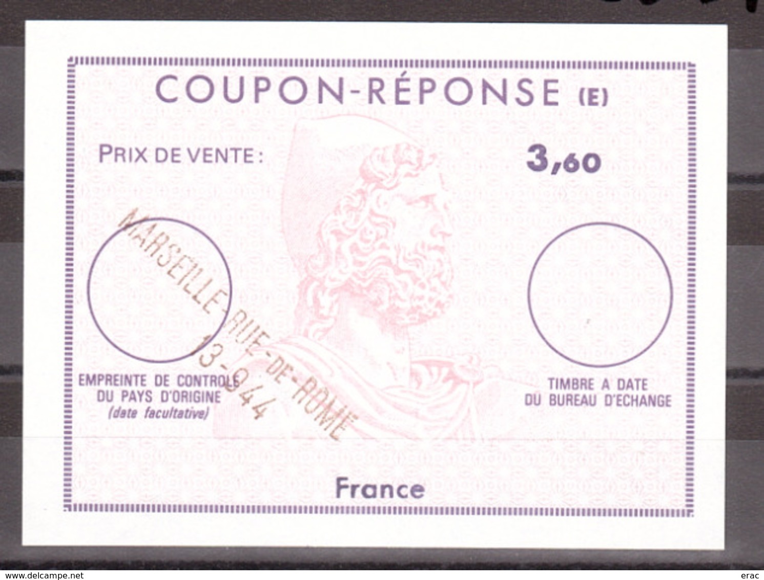 Coupon-Réponse (E) - 3.60 - Marseille Rue De Rome - Reply Coupons