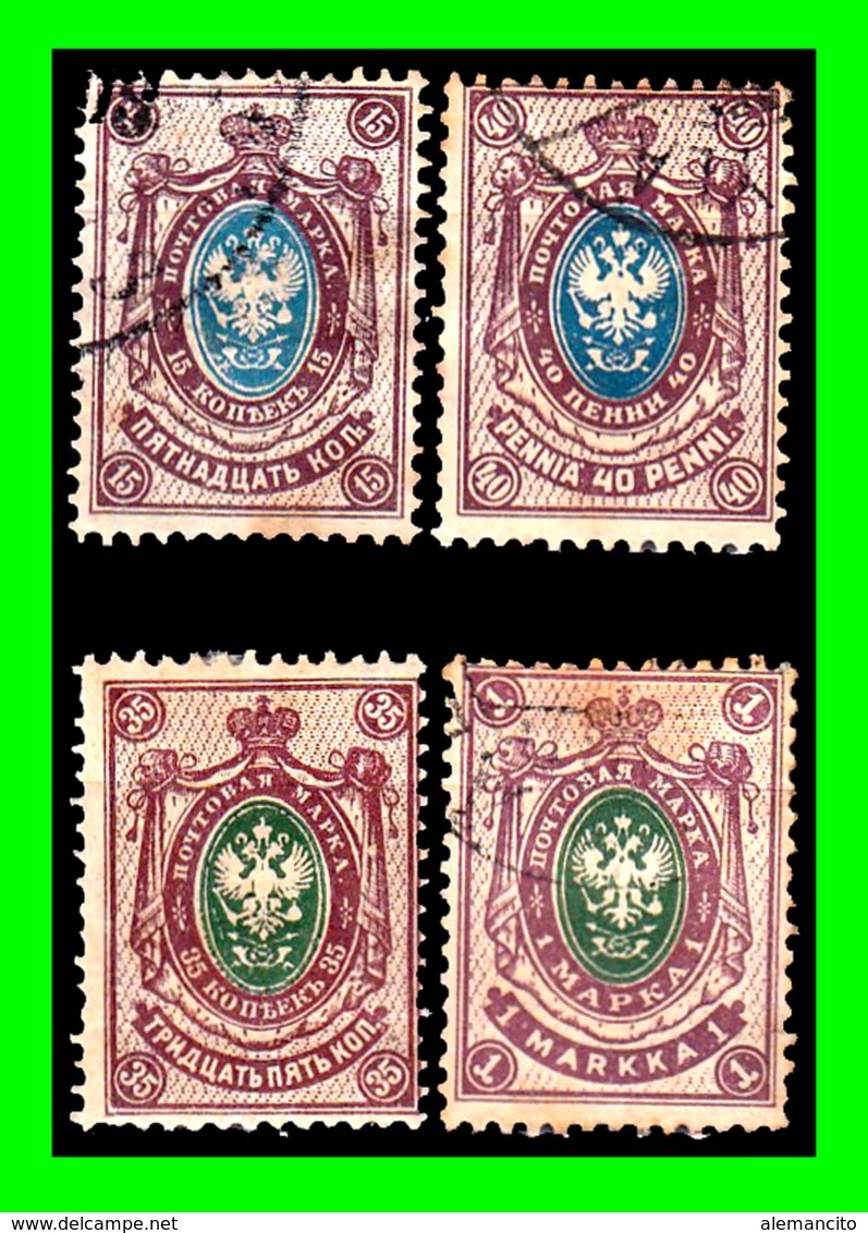 FINLANDIA 4 SELLOS GRAN DUCADO DE FINLANDIA DE LA RUSIA IMPERIAL POSTAGE STAMP - Usados