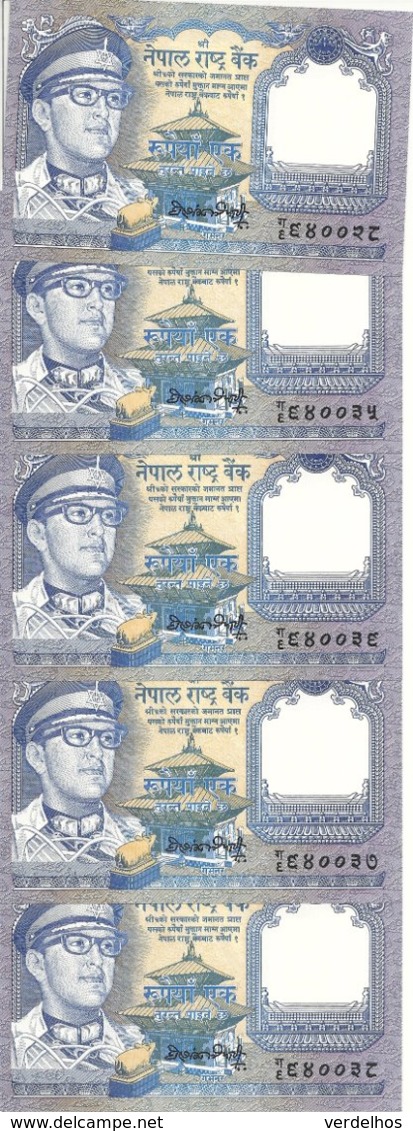 NEPAL 1 RUPEE ND1974 UNC P 22 ( 5 Billets ) - Nepal