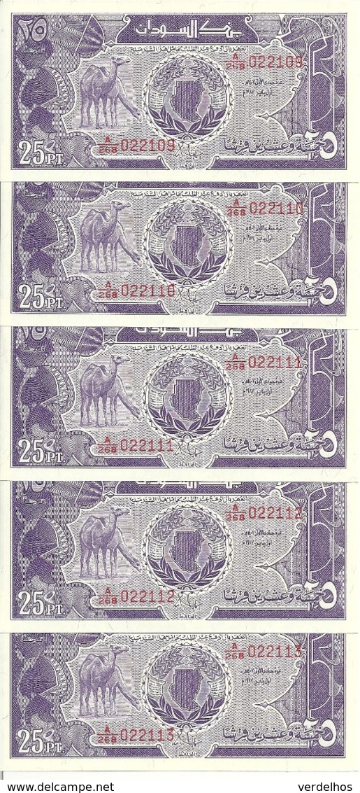 SOUDAN 25 PIASTRES 1985 AUNC P 37 ( 5 Billets ) - Soedan