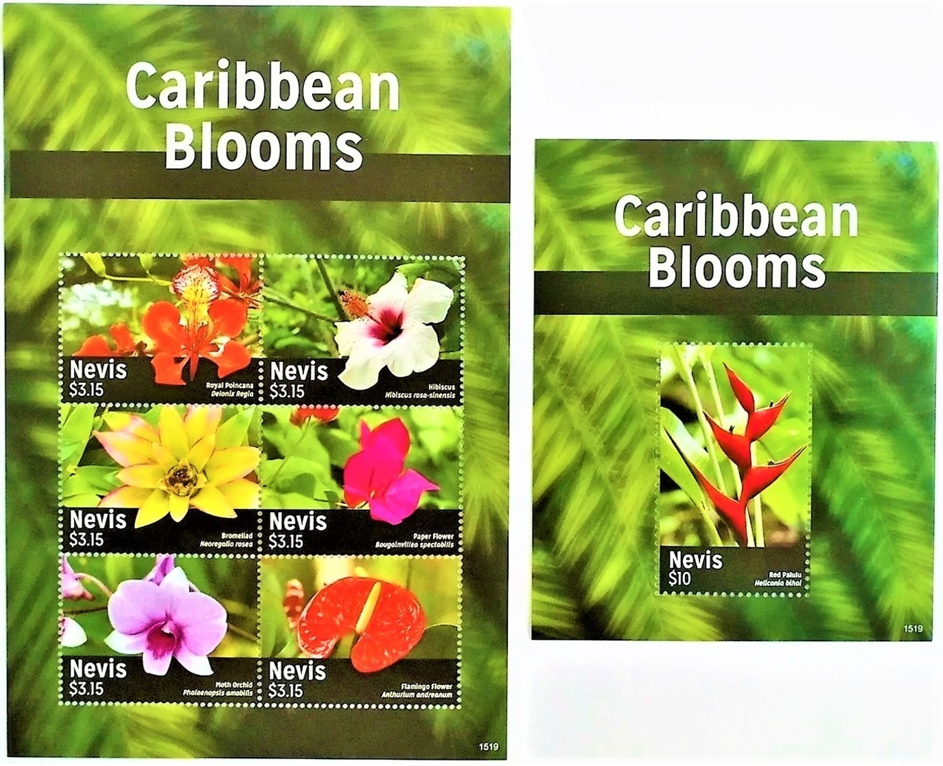 # Nevis 2015**SH.1887 + SS.1888 Caribbean Blooms , MNH [18;56] - Otros & Sin Clasificación