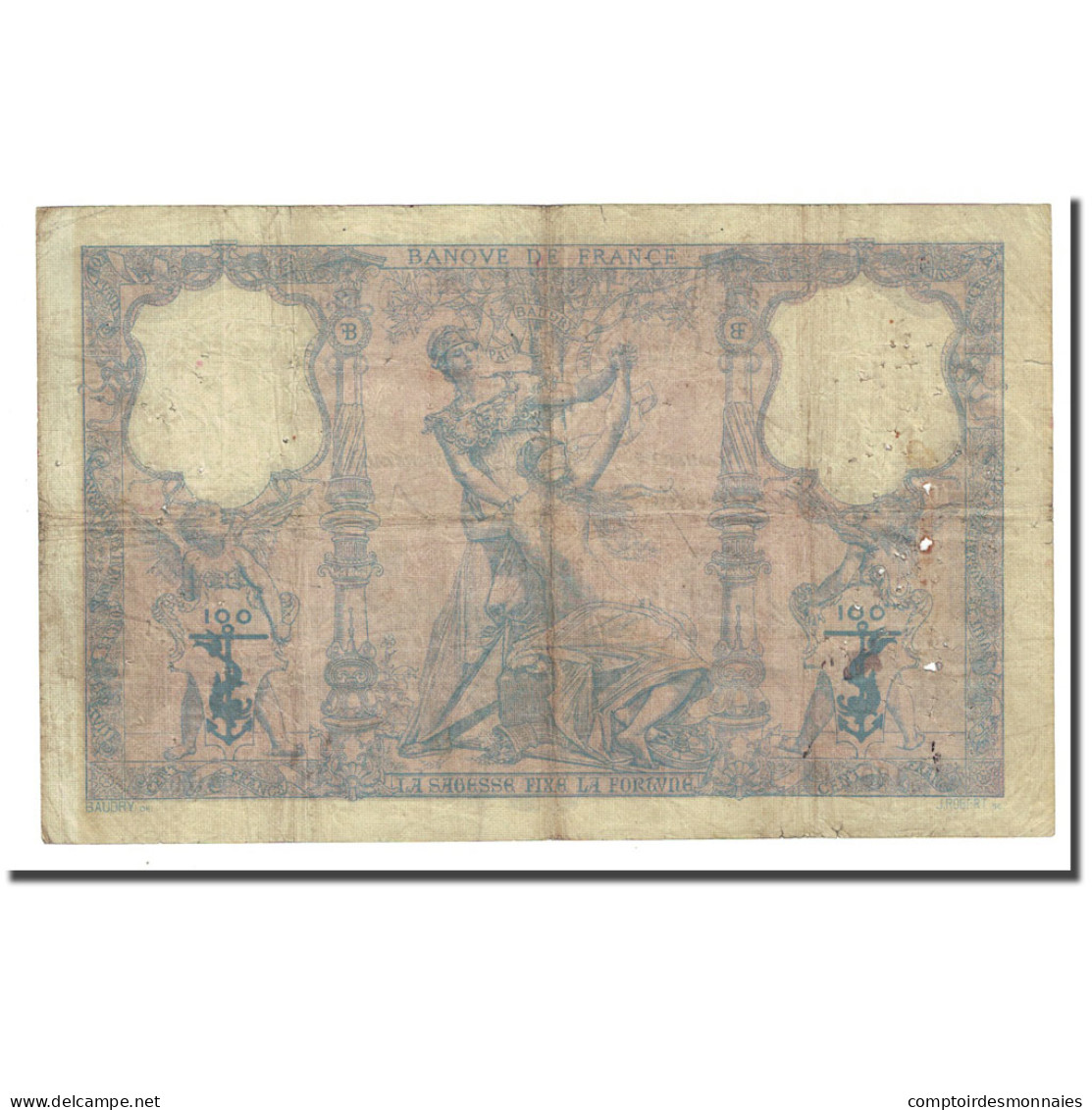 France, 100 Francs, Bleu Et Rose, 1893-04-15, TB, Fayette:21.6, KM:65b - 100 F 1888-1909 ''Bleu Et Rose''