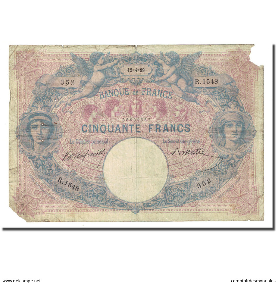 France, 50 Francs, Bleu Et Rose, 1899-04-12, B, Fayette:14.11, KM:64b - 50 F 1889-1927 ''Bleu Et Rose''