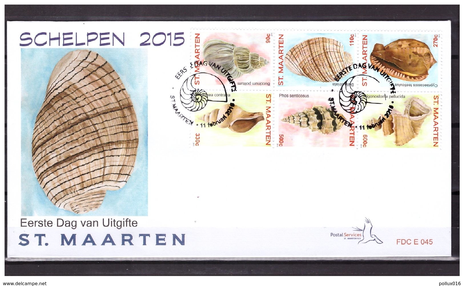 Sint Maarten / Antillen 2015 FDC 45 Schelpen Shell - Curacao, Netherlands Antilles, Aruba