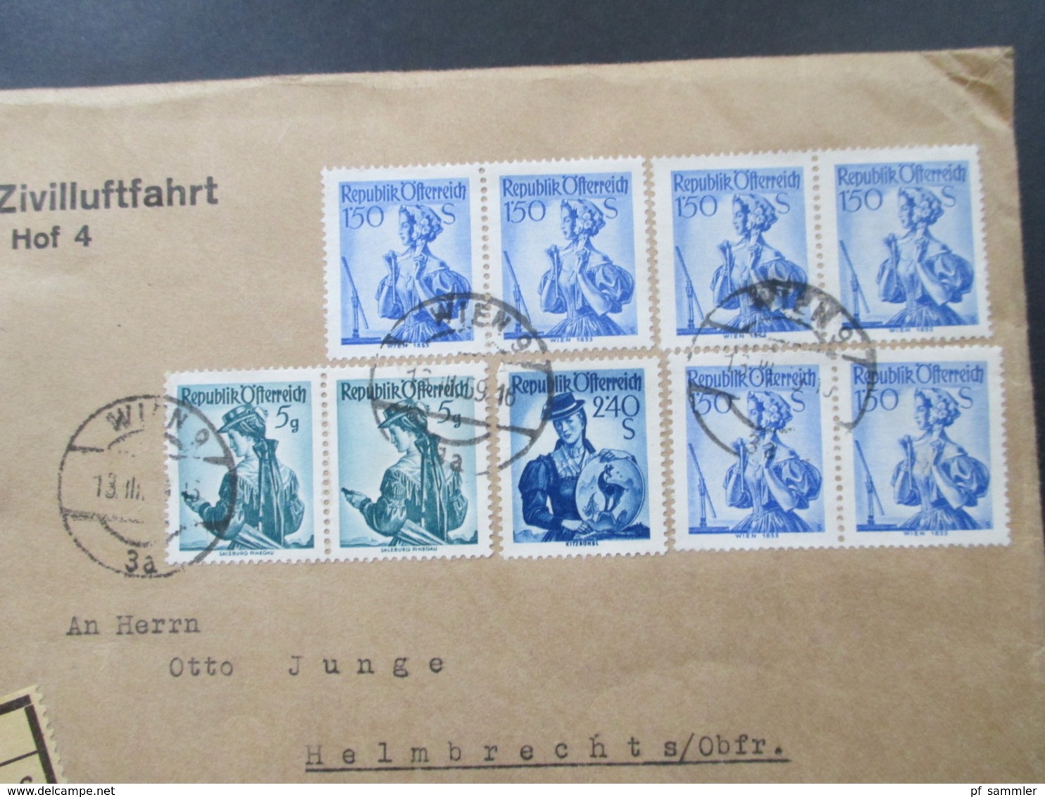 Österreich 1959 Trachten Hohe MiF Einschreiben Wien 9 Vom Bundesamt Für Zivilluftfahrt - Cartas & Documentos