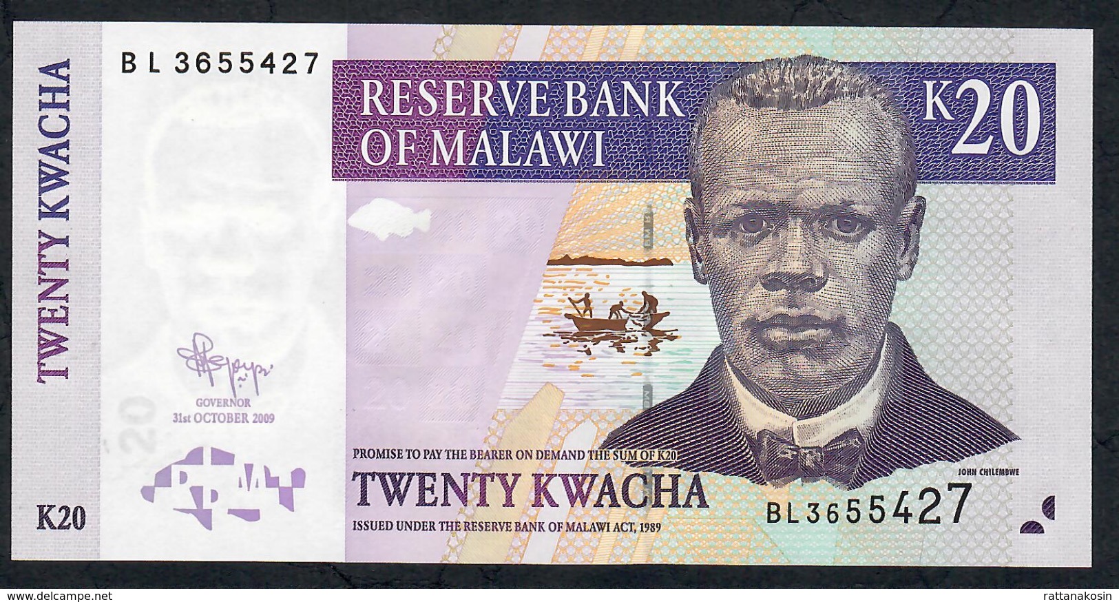 MALAWI P52d  20 KWACHA 2009  #BL      UNC. - Malawi