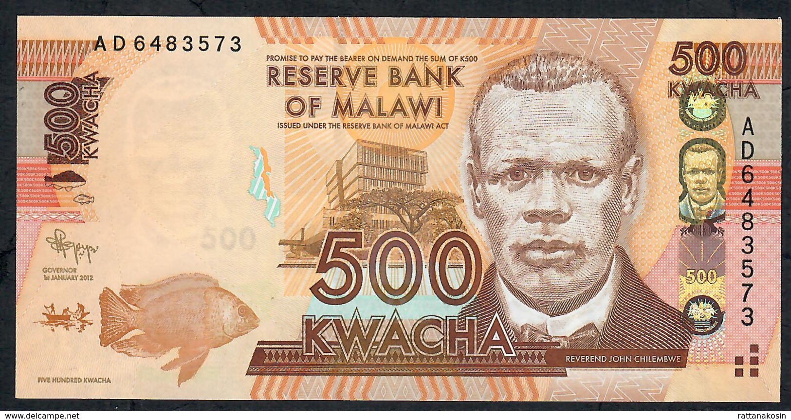 MALAWI P61a  500 KWACHA 2012  #AD      UNC. - Malawi