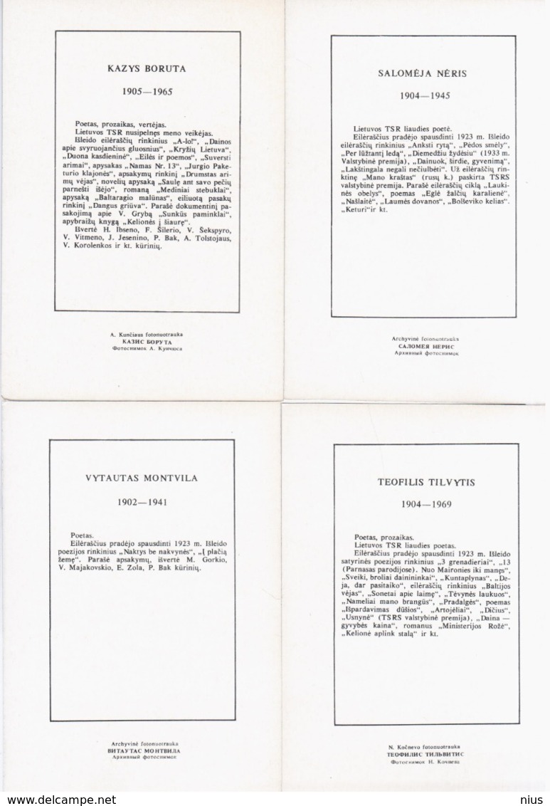 Lithuania Lietuva USSR 1983 set of 16 cards of Soviet writers writer author