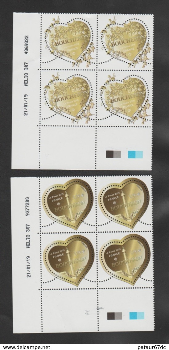 FRANCE / 2019 / Y&T N° 5292/5293 ** : "Cœurs Boucheron" Gommés (2 TP) X 4 Paires - Coins Datés 2019 01 21 - 2010-2019