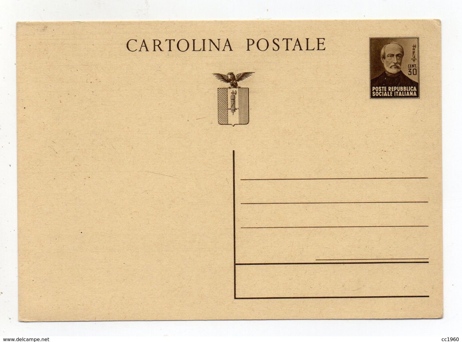 Italia - 1944/45 - Repubblica Sociale - Cartolina Postale Da 30 Centesimi - Non Viaggiata - (FDC18154) - Interi Postali