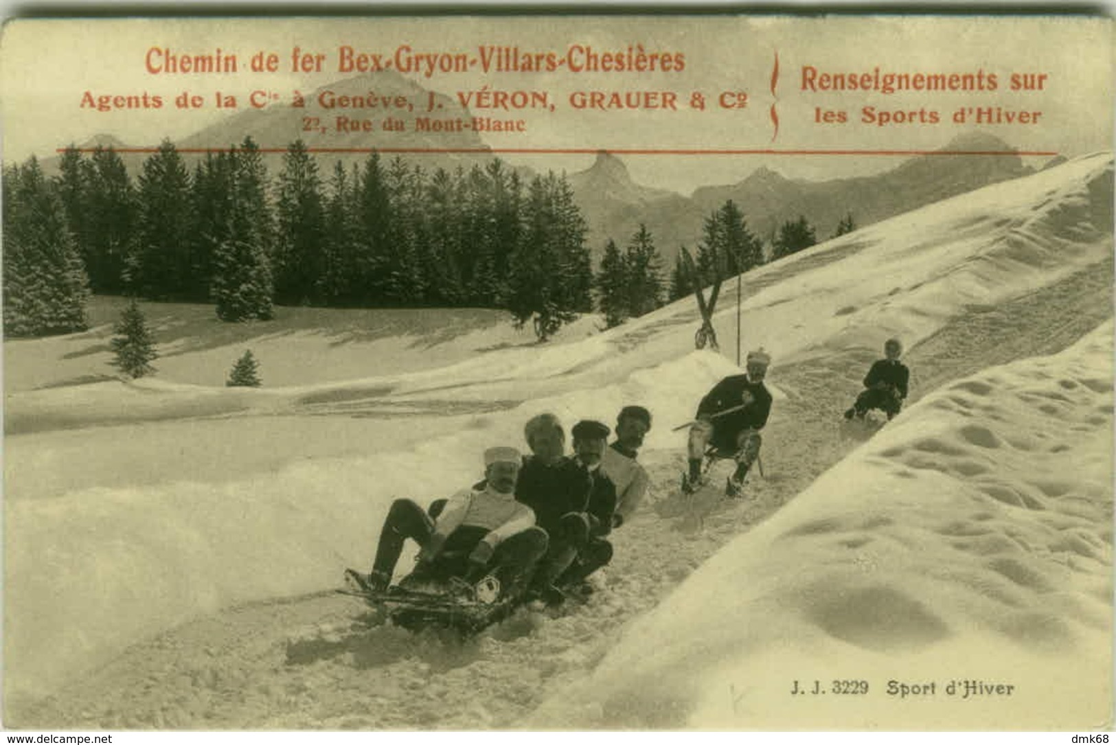 WINTER SPORT - SLEDGE - CHEMIN DE FER BEX-GRYON-VILLARS-CHESIERES - AGENT J.VERON - 1900s (5507) - Sport Invernali