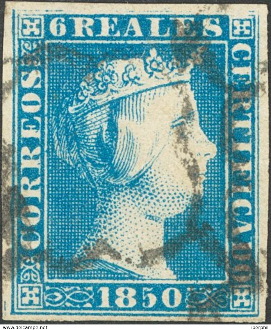 º4. 1850. 6 Reales Azul. Color Intenso. MAGNIFICO. Cert. COMEX. - Autres & Non Classés