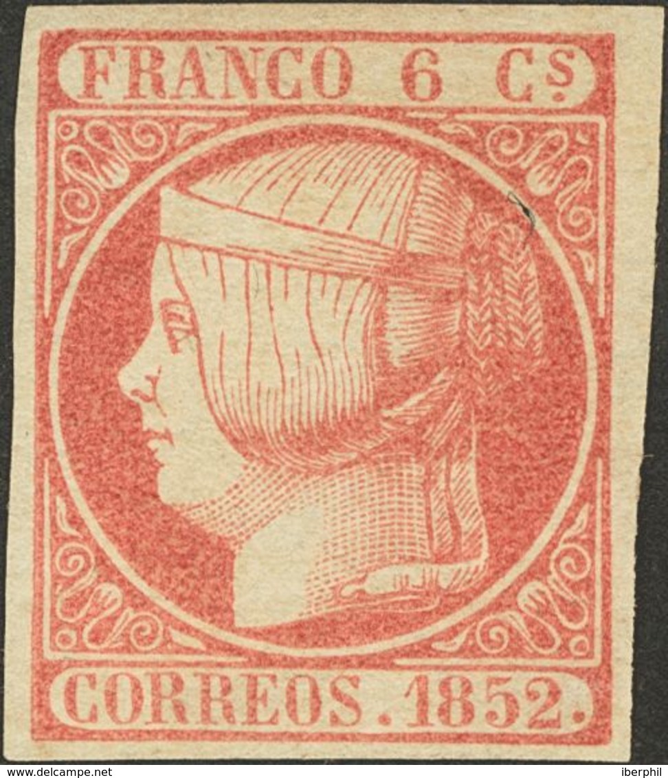 (*)12. 1852. 6 Cuartos Rosa. Color Y Márgenes Excepcionales. PIEZA DE LUJO. Cert. EXFIMA. - Other & Unclassified