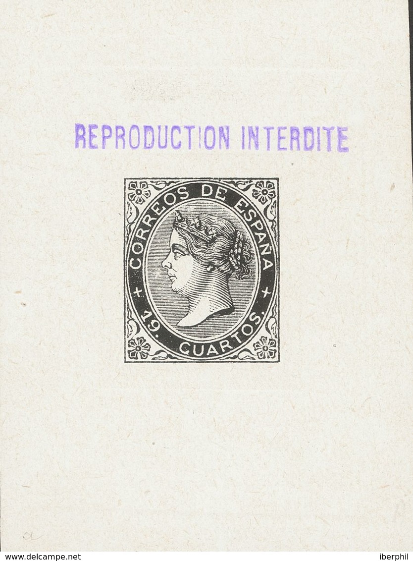 (*)90F. 1867. 19 Cuartos Negro. PRUEBA DE PUNZON, De Un Falso Sperati. MAGNIFICA Y INUSUAL. - Sonstige & Ohne Zuordnung