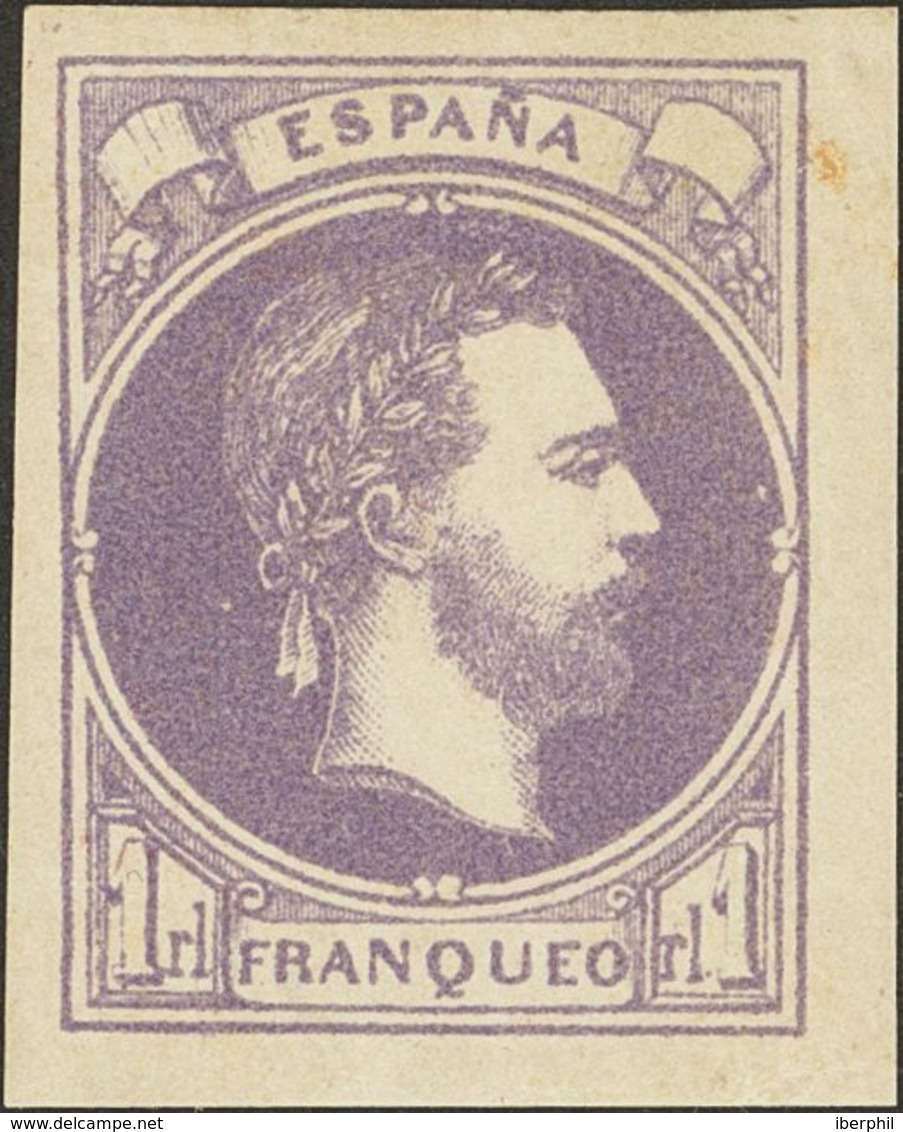 *158. 1874. 1 Real Violeta. Márgenes Enormes Y Color Intenso. PIEZA DE LUJO. Cert. COMEX. - Autres & Non Classés