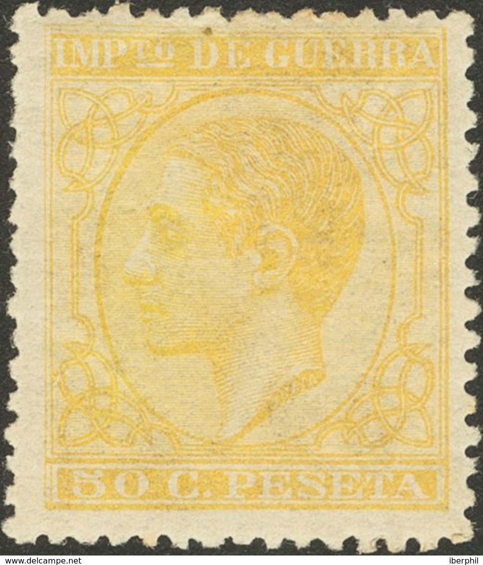 *189. 1877. 50 Cts Amarillo. Color Intenso Y Bien Centrado. MAGNIFICO Y RARO. Cert. CEM. - Autres & Non Classés