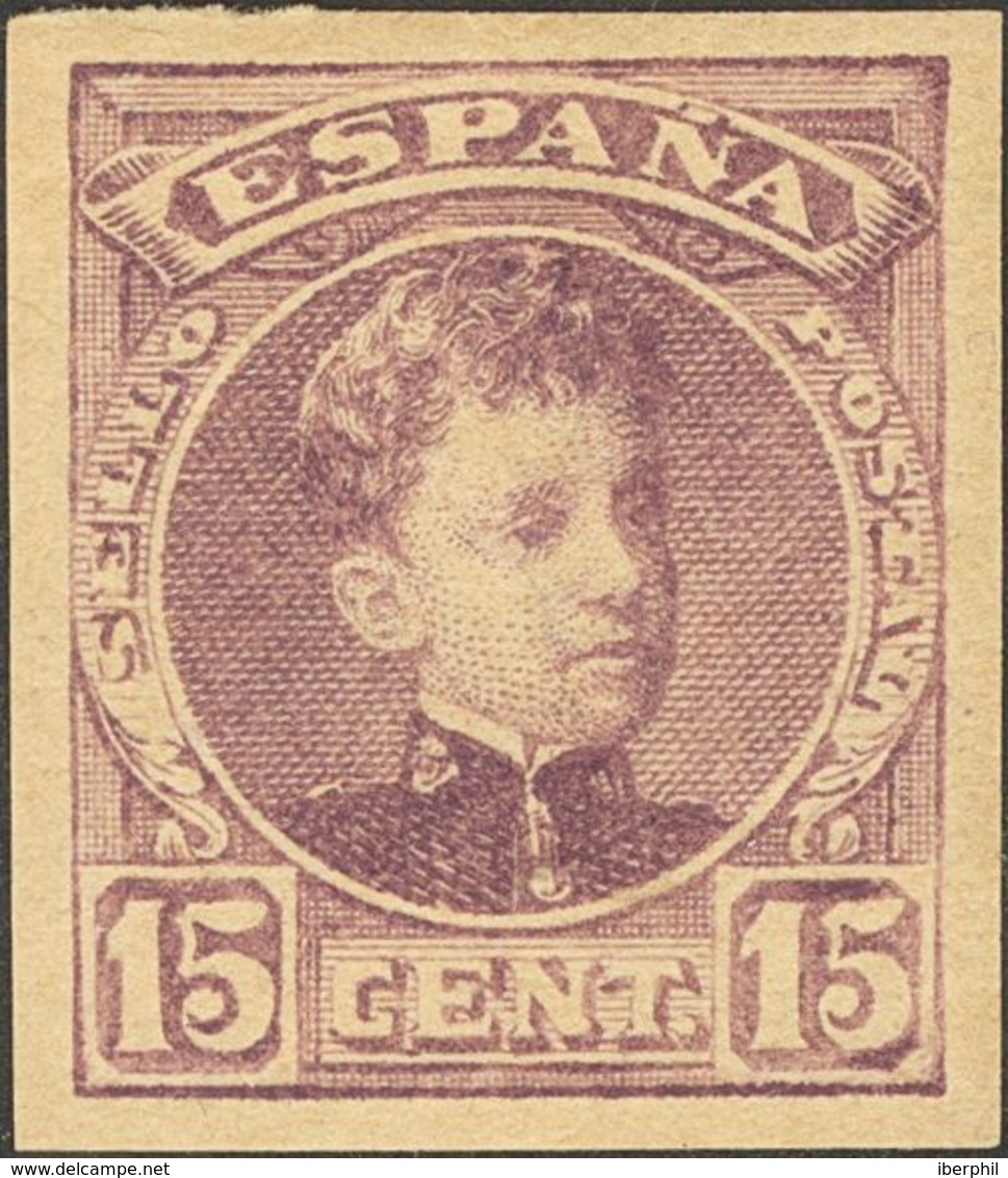 *245s. 1901. 15 Cts Lila Castaño. SIN DENTAR (Nº764,894, Pertenece A Las Numeraciones Conocidas). MAGNIFICO Y MUY RARO.  - Otros & Sin Clasificación