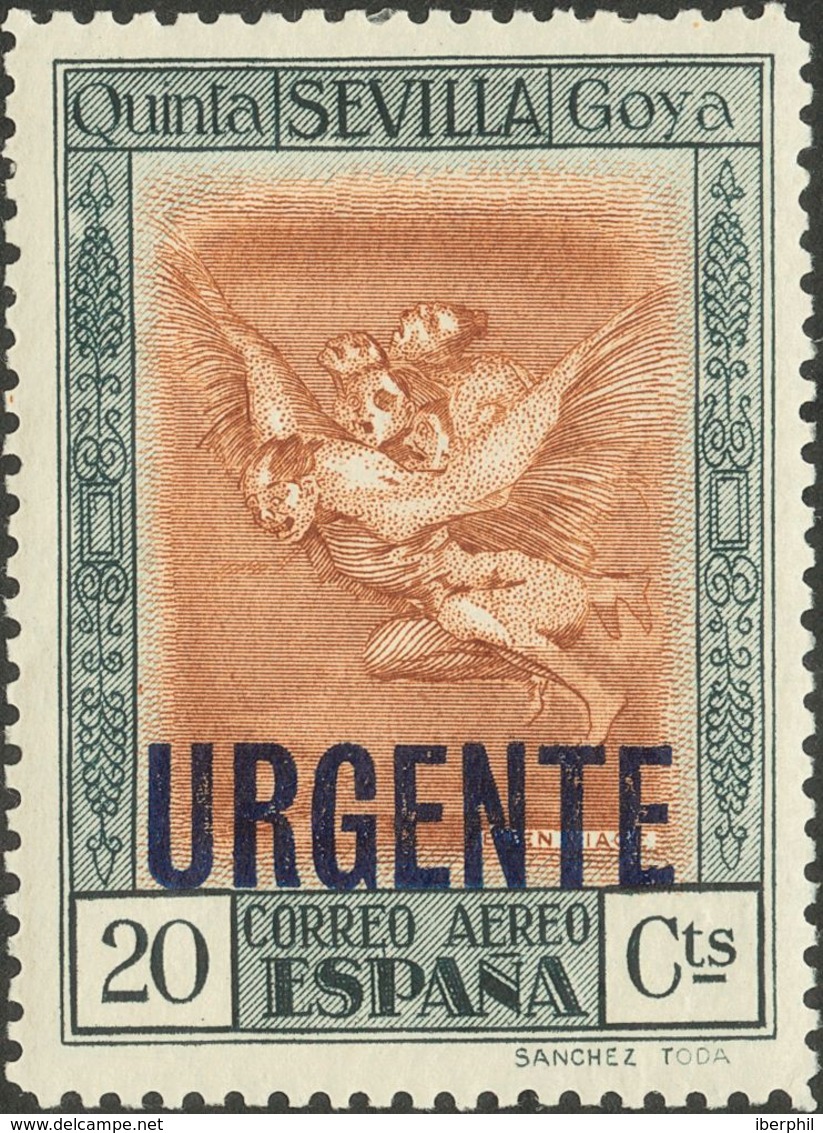 *530hcc. 1930. 20 Cts Azul Gris Y Castaño. Variedad CAMBIO DE COLOR DE LA SOBRECARGA, En Azul. MAGNIFICO. Edifil 2015: 4 - Otros & Sin Clasificación