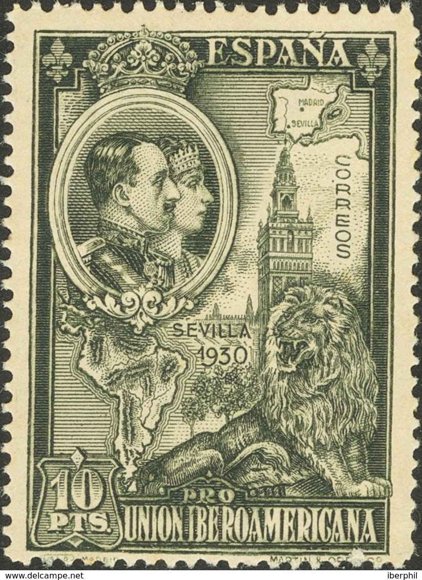 **581ccg. 1930. 10 Pts Verde Oscuro. Variedad CAMBIO DE COLOR. MAGNIFICO. Edifil 2015: 264 Euros - Otros & Sin Clasificación