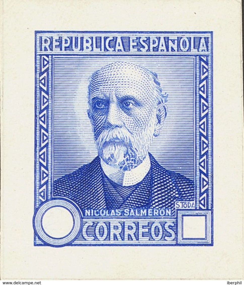 (*)657P. 1932. Sin Valor, Azul Claro (sin Pie De Imprenta). PRUEBA DE PUNZON. MAGNIFICA Y RARA. (Gálvez, 3018) - Sonstige & Ohne Zuordnung