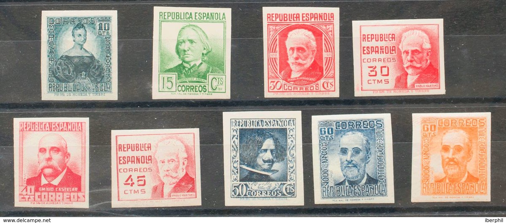 **732/40s. 1936. Serie Completa, Nueve Valores. SIN DENTAR. MAGNIFICA. Edifil 2020: 265 Euros - Autres & Non Classés