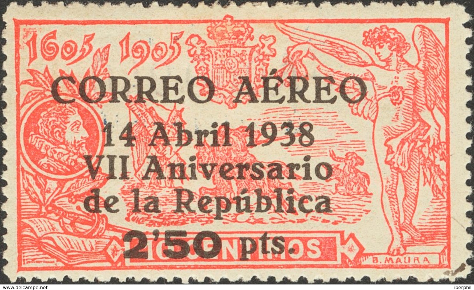 *756. 1938. 2'50 Pts Sobre 10 Cts Rojo. Bien Centrado. MAGNIFICO. Edifil 2020: 100 Euros - Sonstige & Ohne Zuordnung