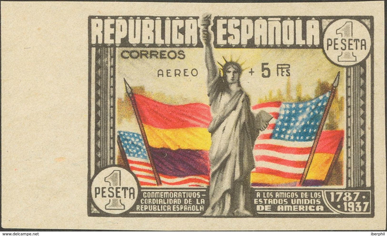 **765s. 1938. AEREO+5 PTS, Borde De Hoja. SIN DENTAR. MAGNIFICO. Edifil 2020: 440 Euros - Sonstige & Ohne Zuordnung