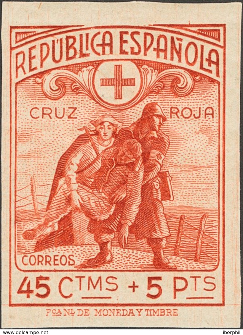 **767s. 1938. 45 Cts+5 Pts Rojo. SIN DENTAR. A EXAMINAR. Edifil 2020: 235 Euros - Autres & Non Classés