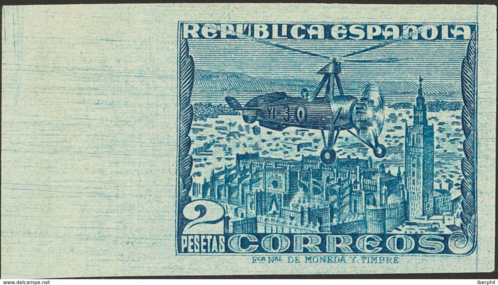 **769s. 1938. 2 Pts Azul, Borde De Hoja. SIN DENTAR. MAGNIFICO. Edifil 2020: 87 Euros - Autres & Non Classés