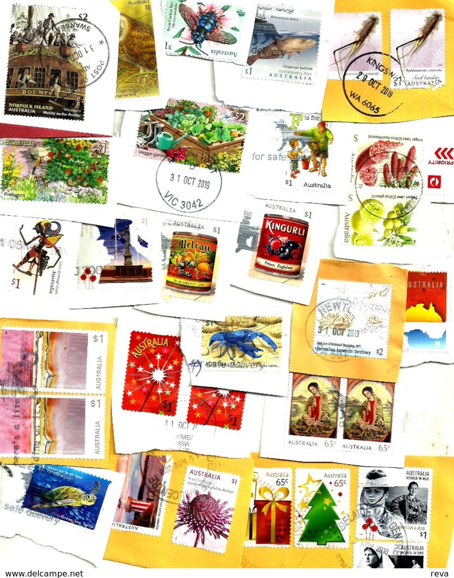 AUSTRALIA LOT1 MIXTURE OF50+USED STAMPS SOME 2018/19 INC.NEW NI"BOUNTY" $2,,"GARDEN"$1,ETC READ DESCRIPTION!! - Usados