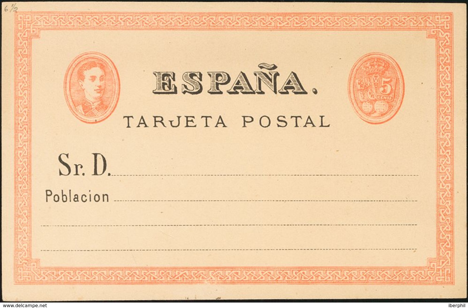 (*)EPNE2. 1875. 5 Cts Naranja Sobre Tarjeta Entero Postal. NO EMITIDA. MAGNIFICA. Edifil 2019: 61 Euros - Other & Unclassified