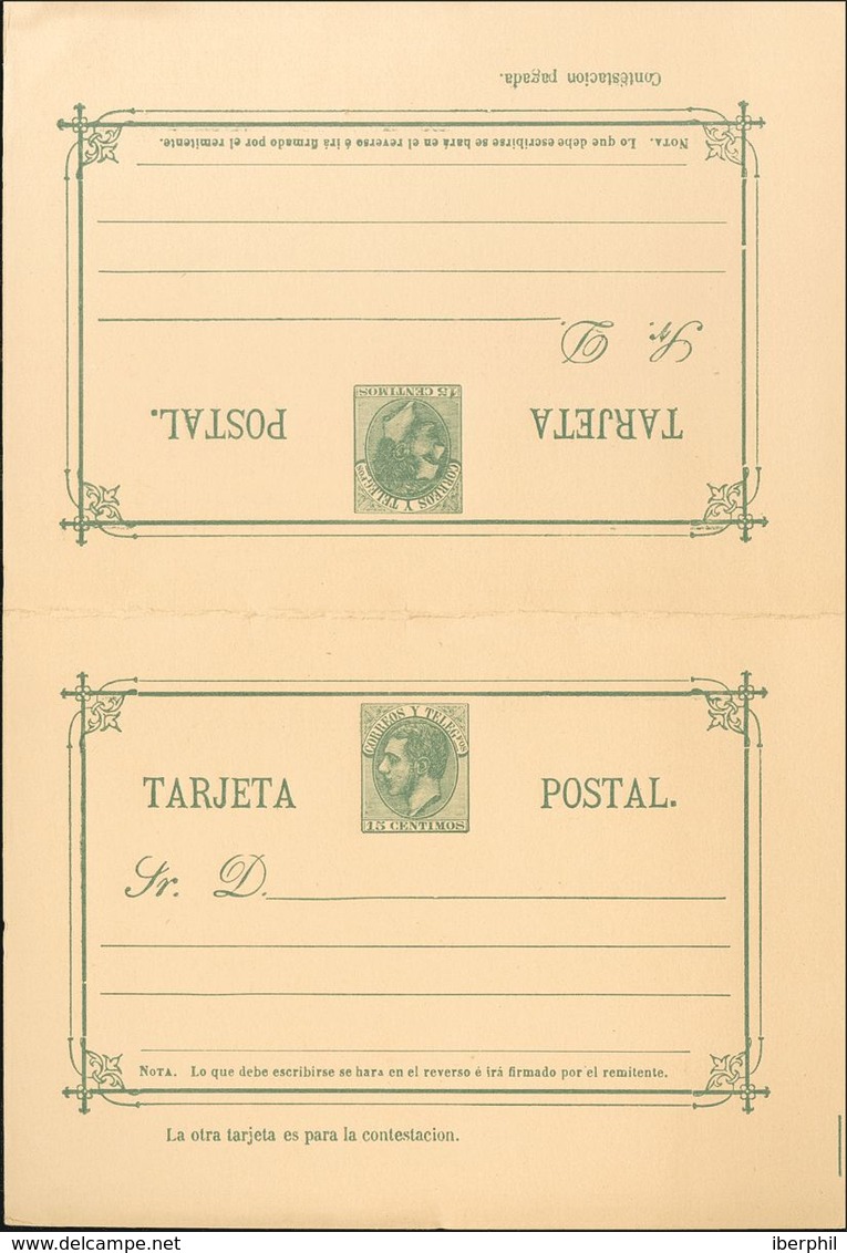 (*)EP11/12. 1882. 10 Cts Violeta Gris (Tipo II) Sobre Tarjeta Entero Postal Y 15 Cts+15 Cts Verde Sobre Tarjeta Entero P - Sonstige & Ohne Zuordnung
