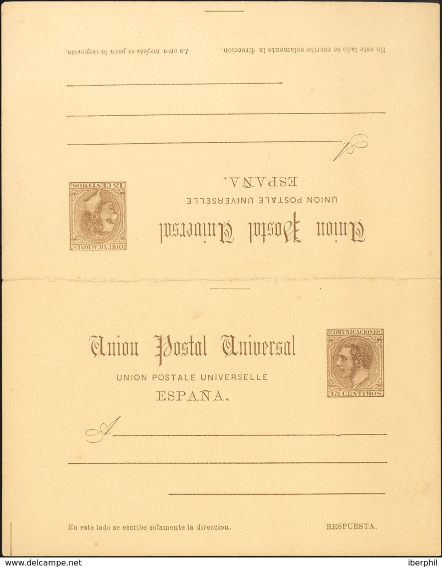 (*)EP15, EP17, EP18. 1884. 10 Cts Carmín Sobre Tarjeta Entero Postal, 10 Cts+10 Cts Carmín Sobre Tarjeta Entero Postal,  - Autres & Non Classés