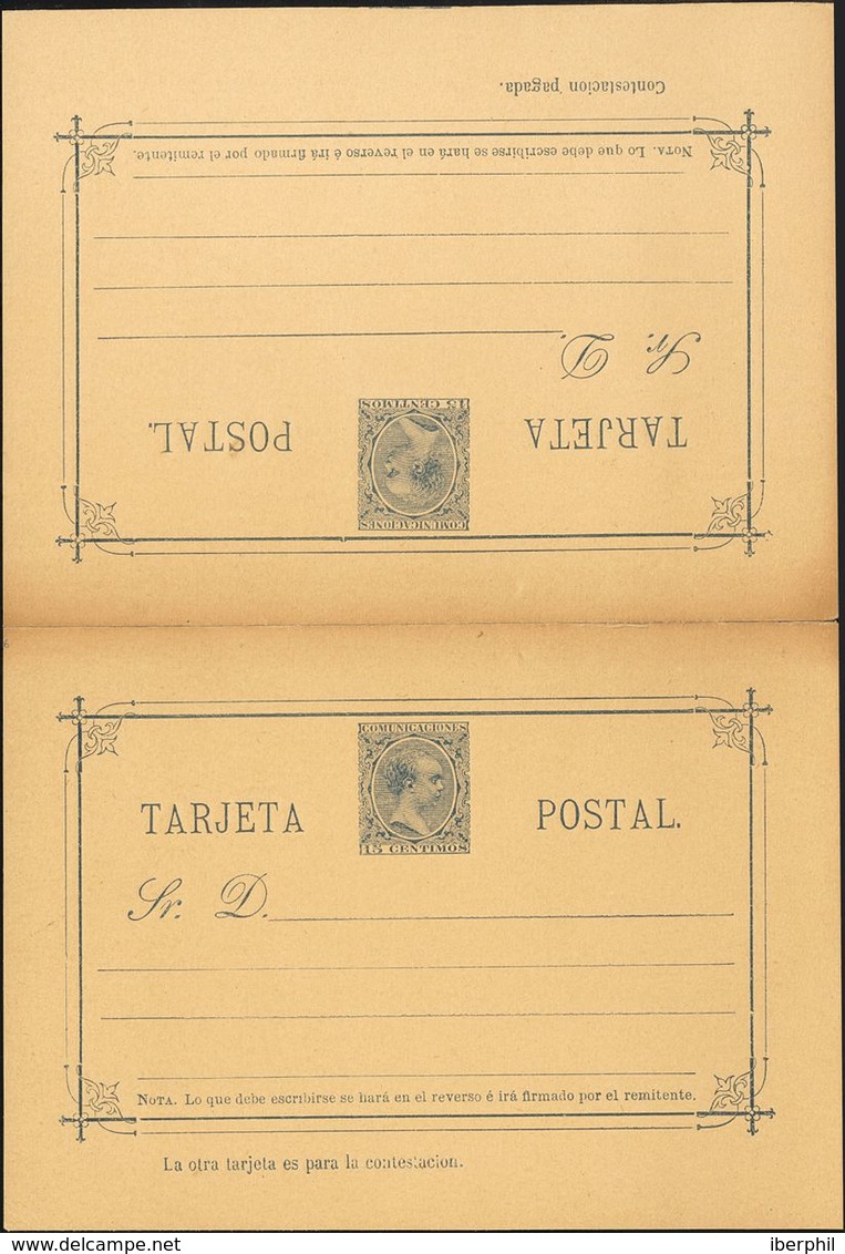(*)EP19/20. 1889. 10 Cts Castaño Sobre Tarjeta Entero Postal Y 15 Cts + 15 Cts Azul Sobre Tarjeta Entero Postal, De Ida  - Sonstige & Ohne Zuordnung