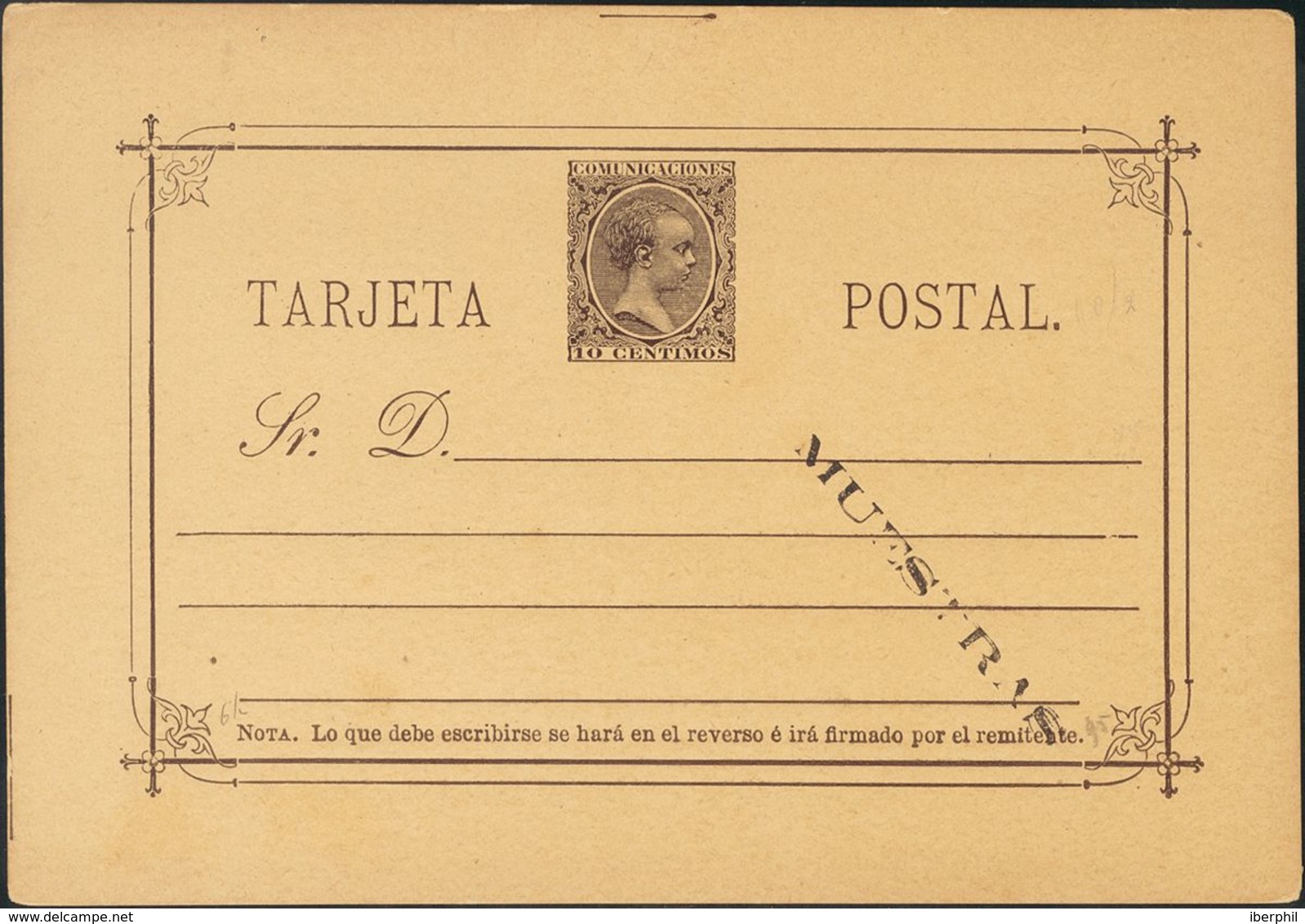 (*)EP19M. 1889. 10 Cts Castaño Sobre Tarjeta Entero Postal. Sobrecarga MUESTRA. MAGNIFICA. Edifil 2017: 104 Euros - Autres & Non Classés