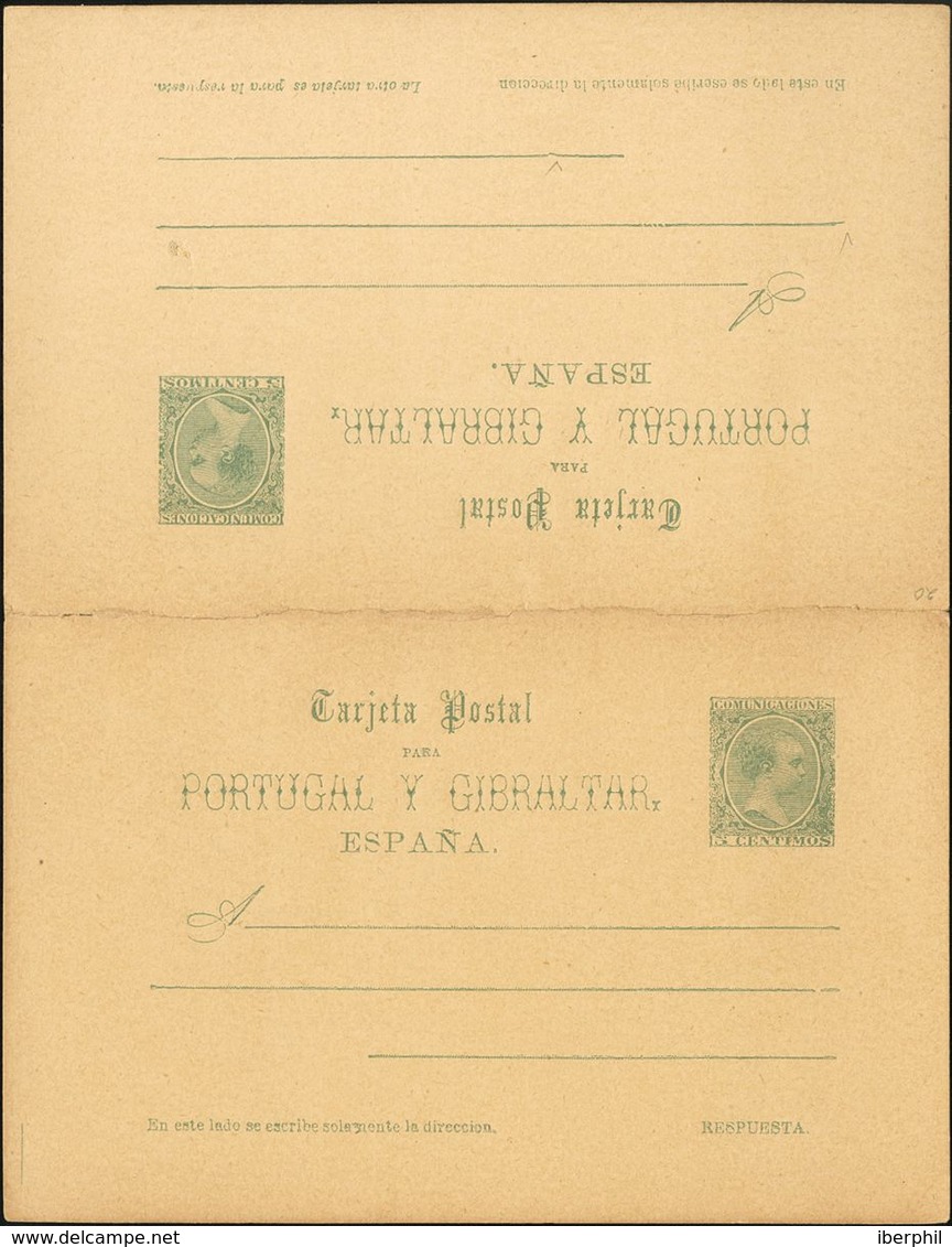 (*)EP26. 1890. 5 Cts + 5 Cts Verde Sobre Tarjeta Entero Postal, De Ida Y Vuelta. MAGNIFICA. Edifil 2019: 220 Euros - Altri & Non Classificati