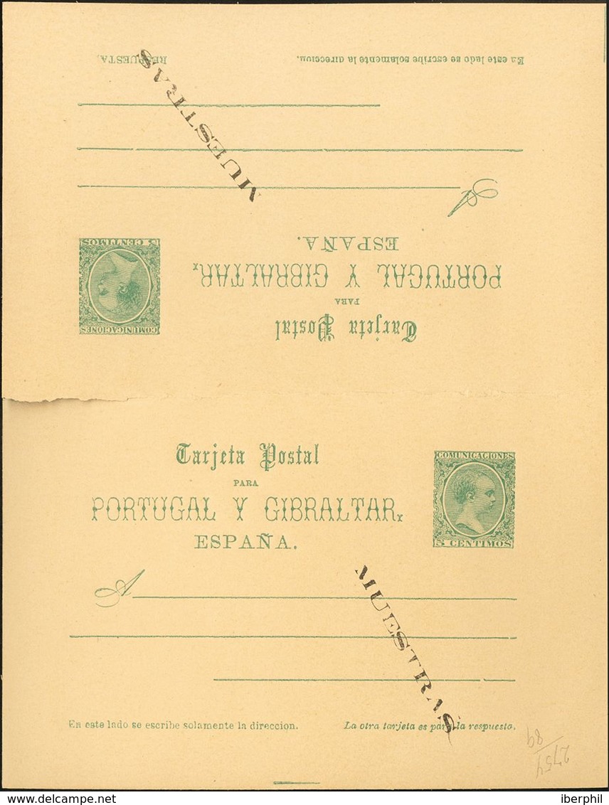 (*)EP25/26M. 1890. 5 Cts Verde Sobre Tarjeta Entero Postal Y 5 Cts+5 Cts Verde Sobre Tarjeta Entero Postal De Ida Y Vuel - Sonstige & Ohne Zuordnung
