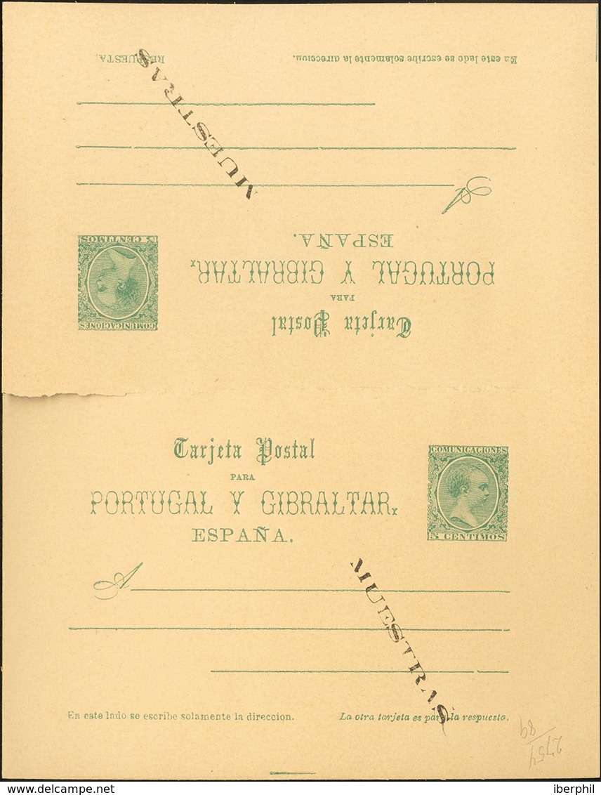 (*)EP25/26M. 1890. 5 Cts Verde Sobre Tarjeta Entero Postal Y 5 Cts+5 Cts Verde Sobre Tarjeta Entero Postal De Ida Y Vuel - Autres & Non Classés