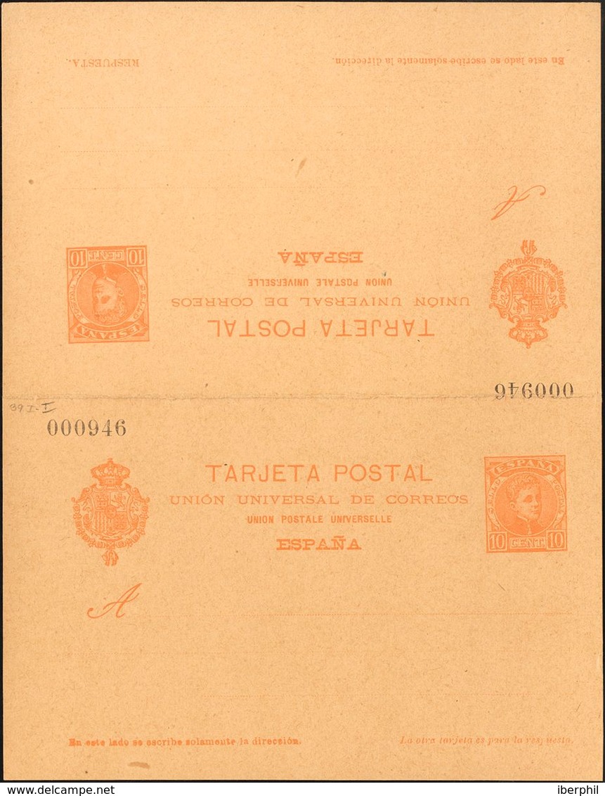 (*)EP41. 1901. 10 Cts+10 Cts Naranja Sobre Tarjeta Entero Postal, De Ida Y Vuelta. MAGNIFICA. Edifil 2020: 66 Euros - Autres & Non Classés