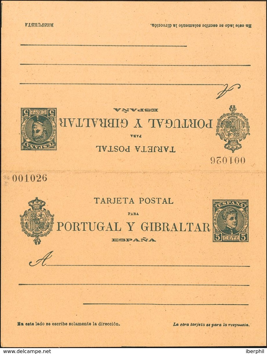 (*)EP44. 1903. 5 Cts+5 Cts Verde Azul Sobre Tarjeta Entero Postal, De Ida Y Vuelta. MAGNIFICA. Edifil 2020: 66 Euros - Altri & Non Classificati