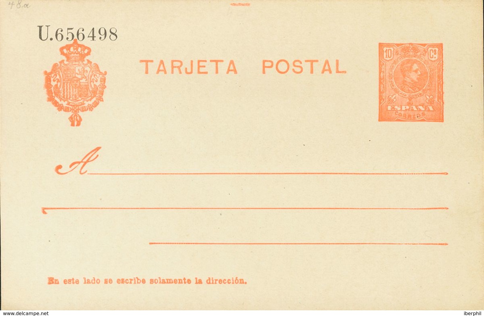 (*)EP49. 1910. 10 Cts Naranja Sobre Tarjeta Entero Postal. MAGNIFICA. Edifil 2020: 66 Euros - Autres & Non Classés