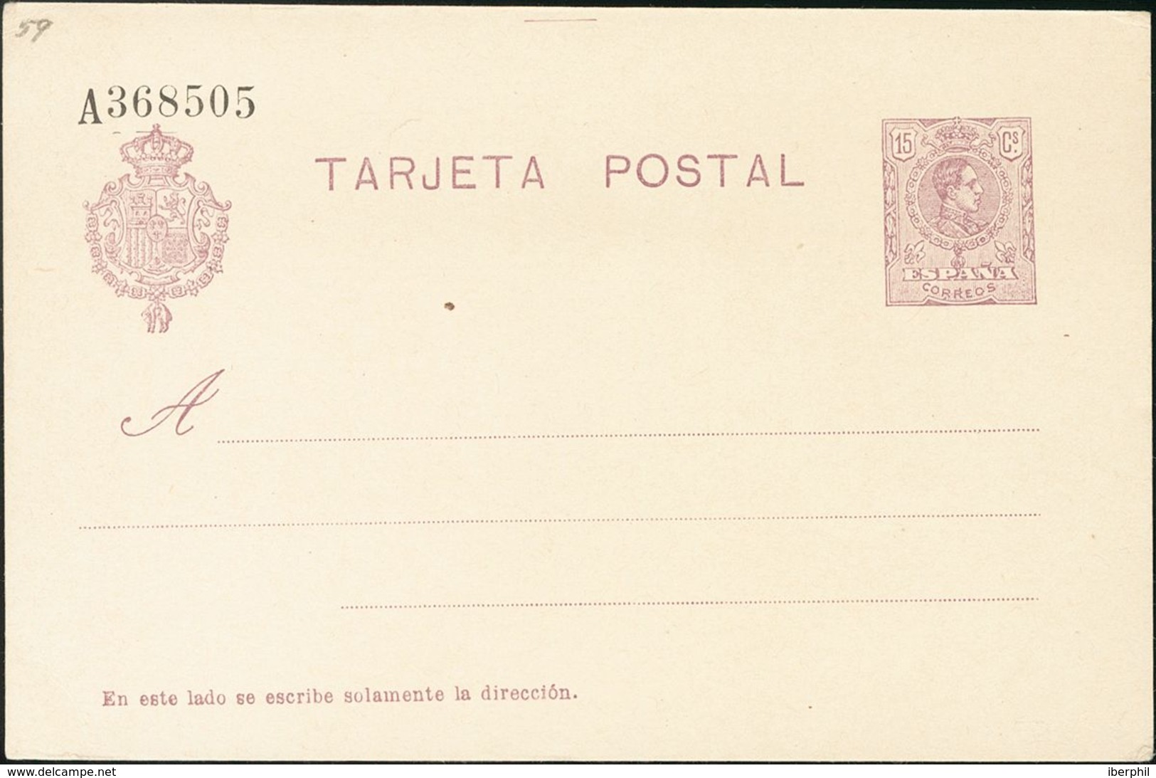 (*)EP50. 1910. 15 Cts Violeta Sobre Tarjeta Entero Postal. MAGNIFICA. Edifil 2019: 88 Euros - Sonstige & Ohne Zuordnung