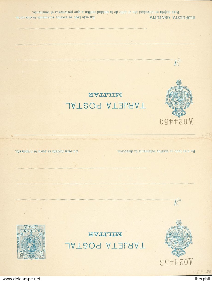 (*)EPM1. 1921. 15 Cts + Sin Valor Sobre Tarjeta Entero Postal Militar, De Ida Y Vuelta. MAGNIFICA. Edifil 2019: 73 Euros - Autres & Non Classés