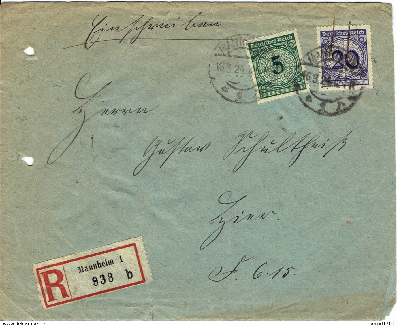 Deutsches Reich - Einschreiben / Registered Letter (A949) - Briefe U. Dokumente