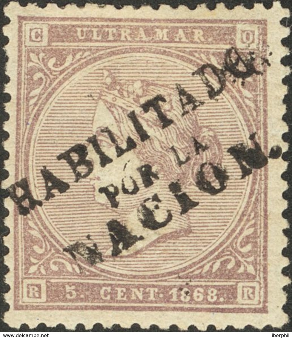 *22A. 1869. 5 Ctvos Lila. MAGNIFICO. Edifil 2020: 100 Euros - Cuba (1874-1898)