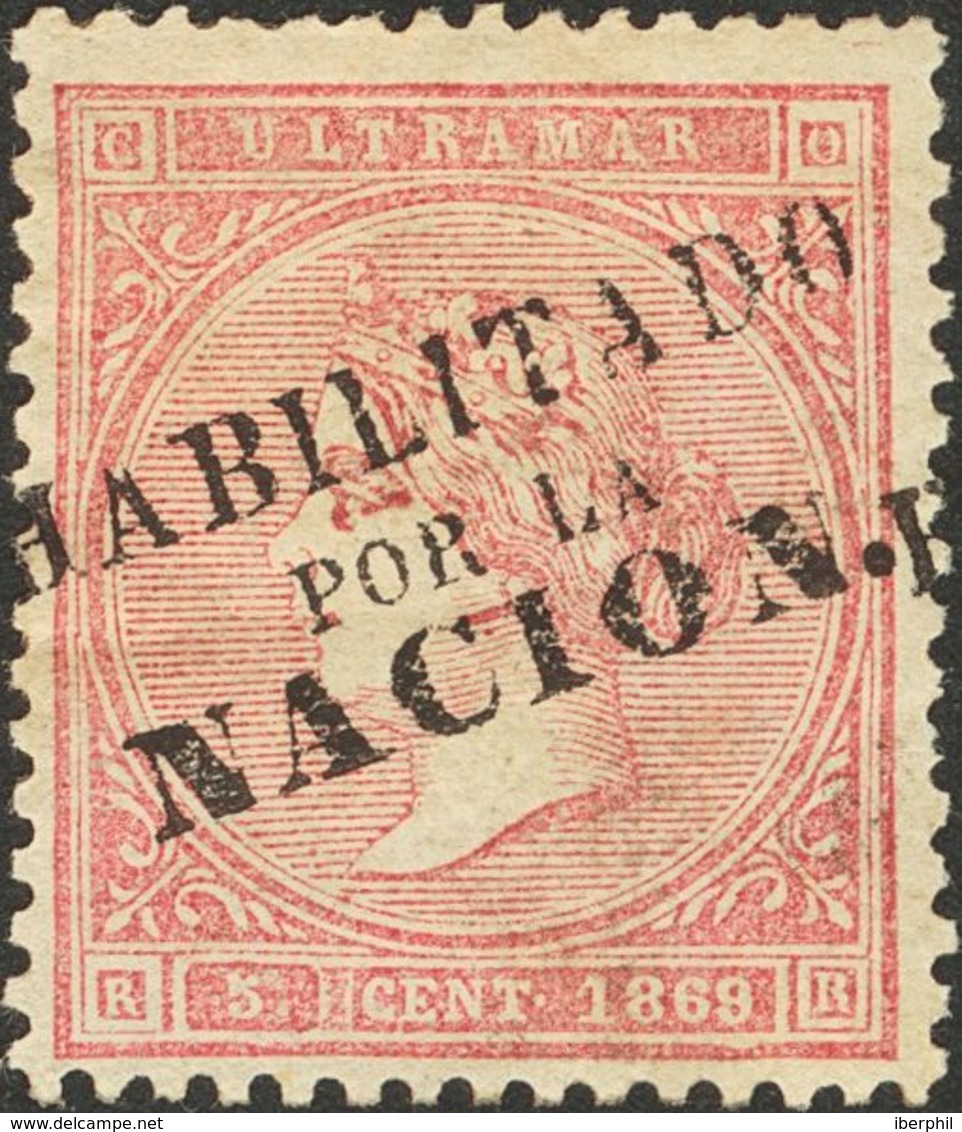 *23A. 1869. 5 Ctvos Rosa. Bien Centrado. MAGNIFICO Y RARO. Edifil 2020: 200 Euros - Kuba (1874-1898)