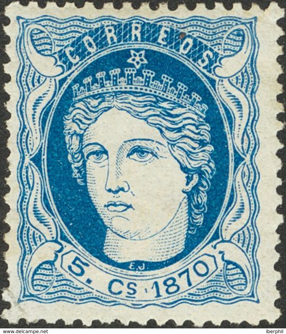 *Ant.24. 1870. 5 Cts Azul (esquina Inferior Izquierda Pequeña Claridad). MAGNIFICO Y RARO. Edifil 2020: 260 Euros - Cuba (1874-1898)